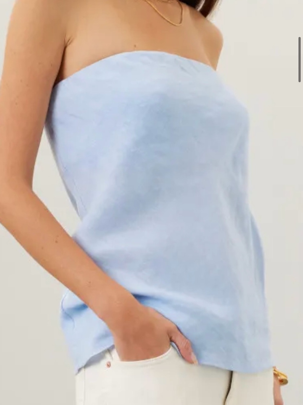 DONNI Light Blue Linen Strapless Tube Top size Medium M NWOT